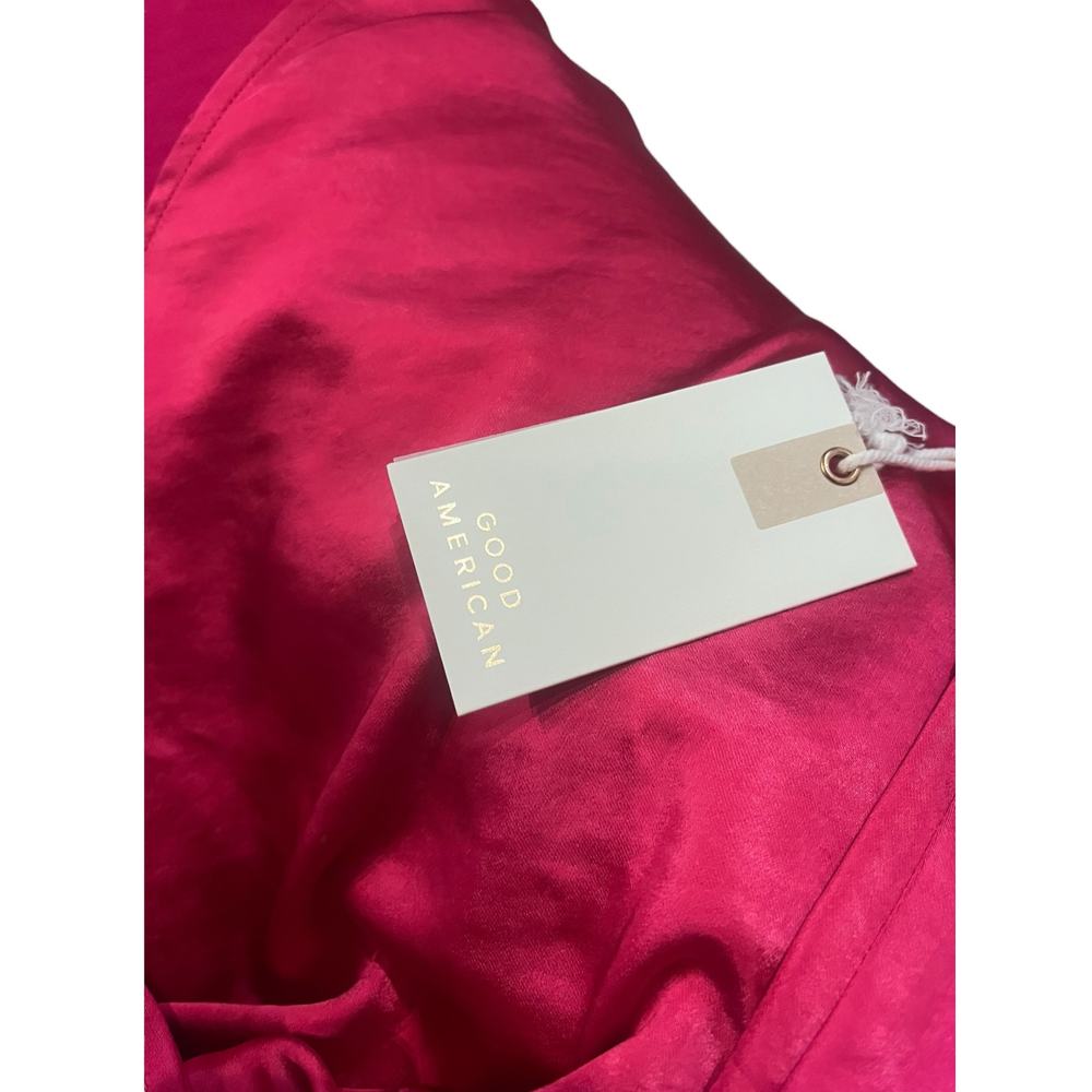 Good American Satin Wrap V-Neck Long Sleeve Blouse Top | Sz XS Pink NEW $149 - Picture 7 of 9